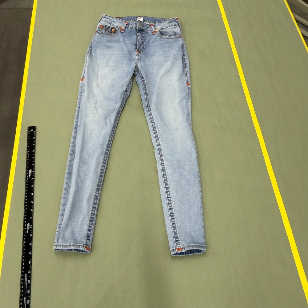 True Religion Jennie Curvy Mid Rise Skinny Jeans Light Wash Blue 31